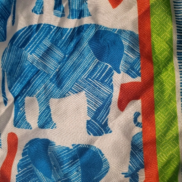 NWOT Zara Multicolor Elephant Print Pattern Design Scarf - Picture 4 of 7